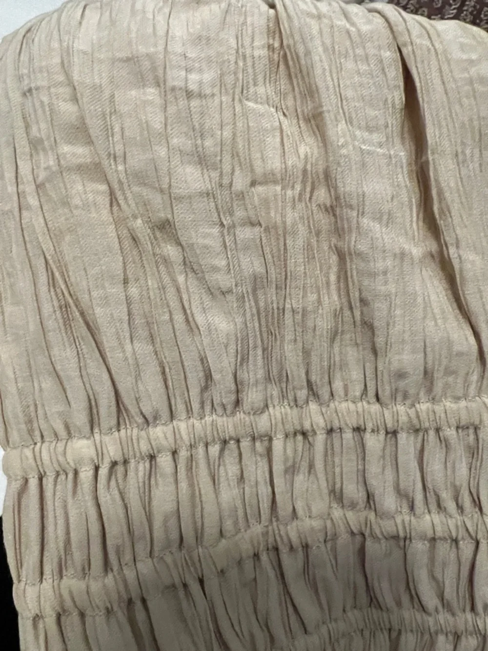 Women's Beige Gauze Two Piece - Crop Top & Maxi Skirt